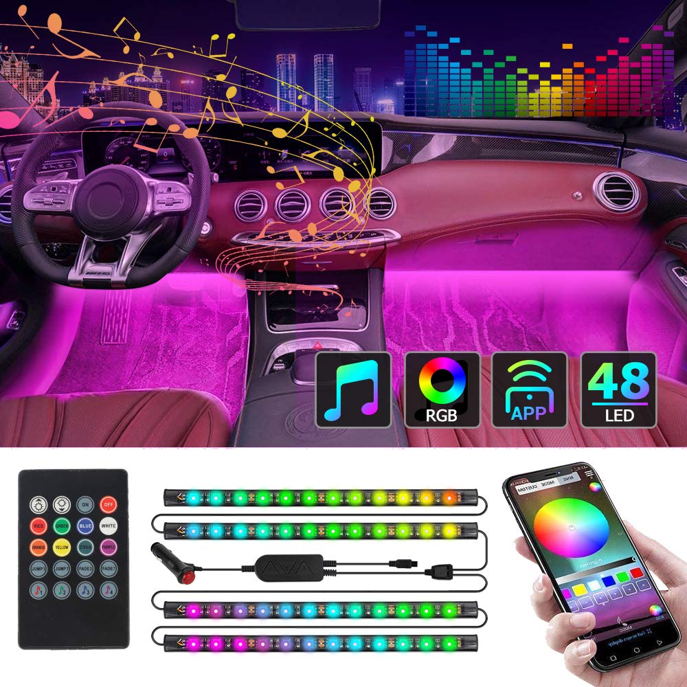 CT CAPETRONIX LED Lights for Car, Car LED Lights Car Accessories, App Control with Remote, Music Sync Interior Car Lights, DIY, Under Dash RGB LED Strip Lights for Car, Truck (12V DC with Charger).