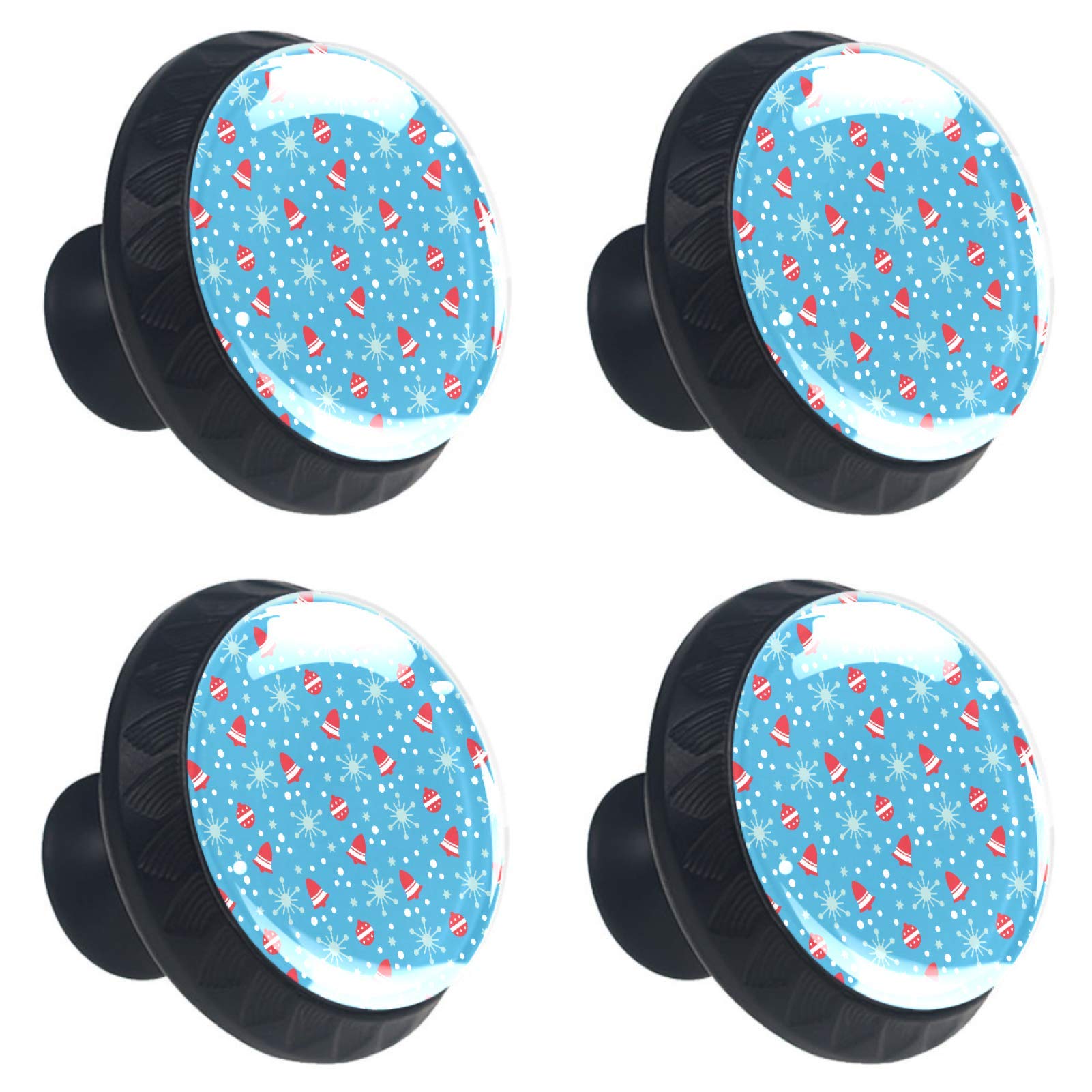 Boutons de tiroir en cristal au fini premium et motif de cloche rouge