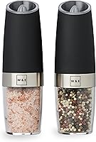 Vista 10 de Willow & Everett Juego de molinillo eléctrico de sal y pimienta, funciona con pilas, salero y pimentero automático, molinillo de sal y pimienta