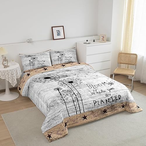 Miniatura 2 de Erosebridal Juego de edredón de diente de león con diseño de estrella de Texas occidental para niños y niñas, juego de edredón de tablones de madera