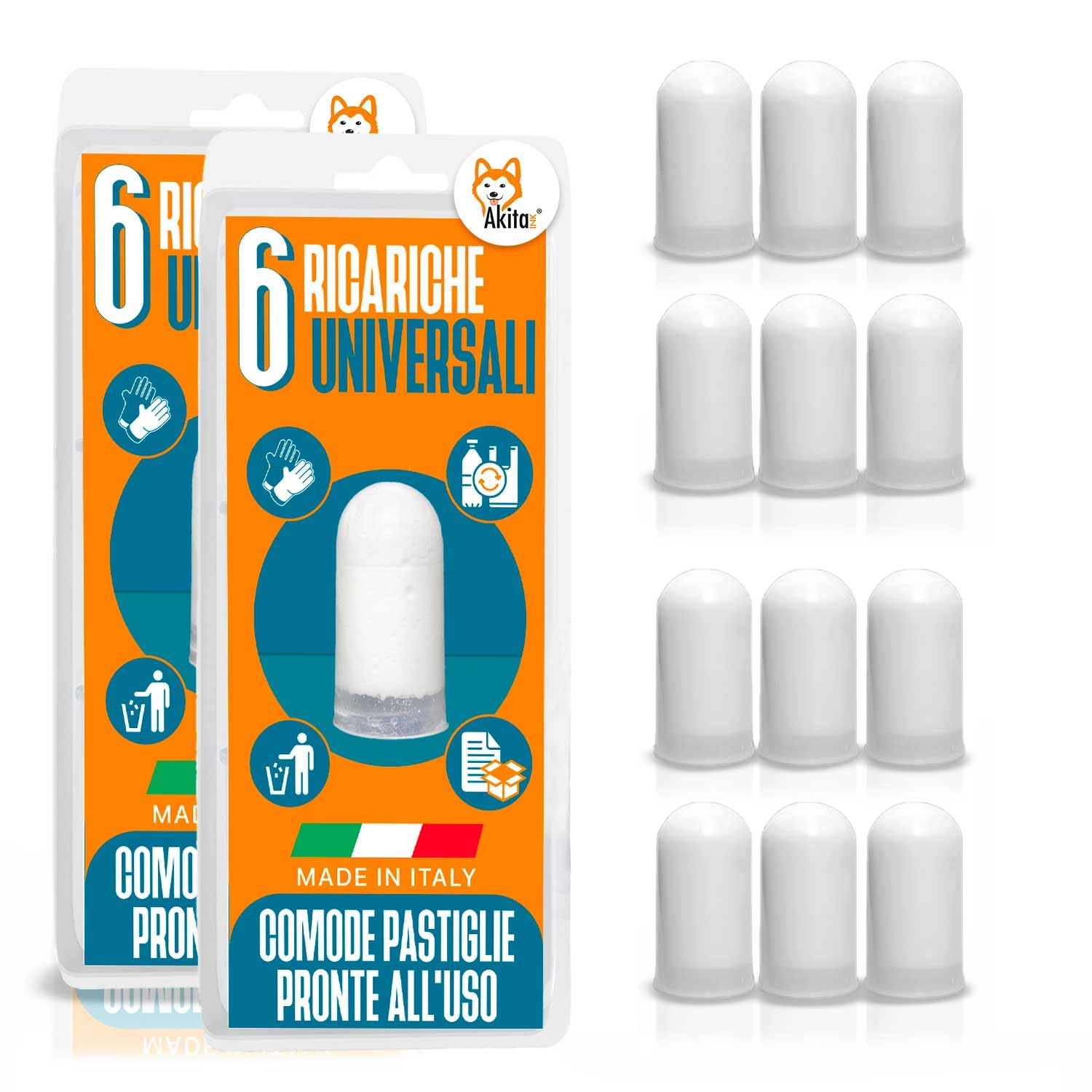 Akitaink Cartucce Anticalcare Universali per Caldaia – Ricarica con Polifosfati Concentrati, Lunga Durata – Lavatrice, Lavastoviglie ed Elettrodomestici – Confezione da 12
