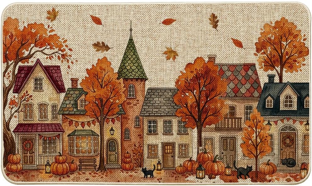 Artoid Mode Maple Tree House Fall Doormat 17x29 Inch