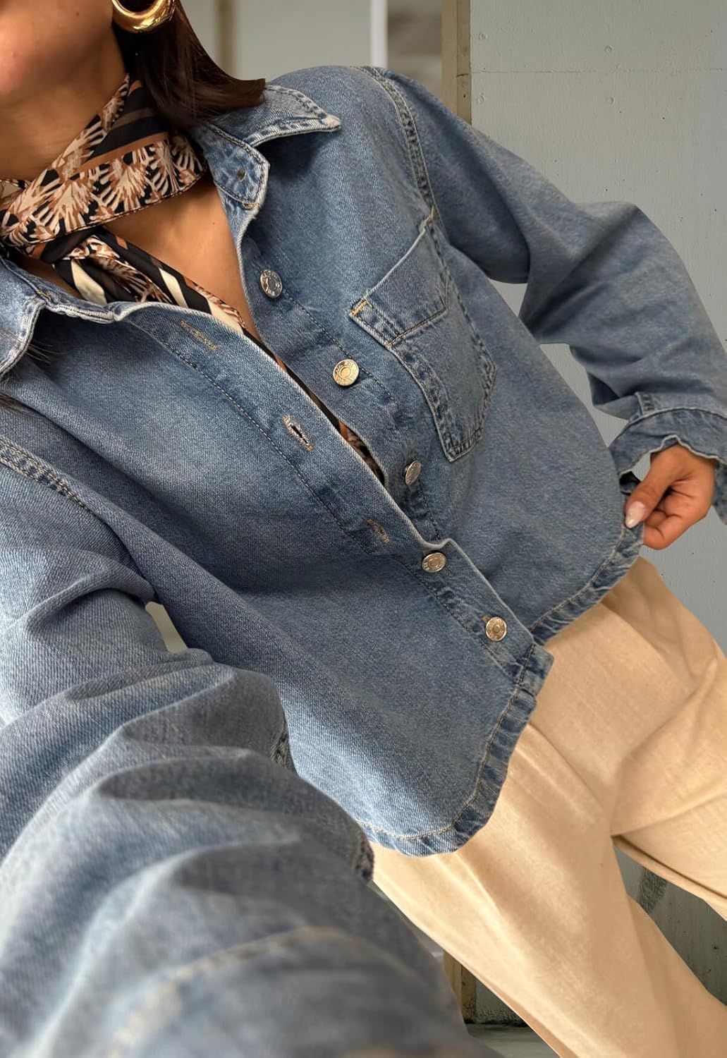 Women's Ripped Short Jean Jacket frayed Casual Denim Jacket Tops