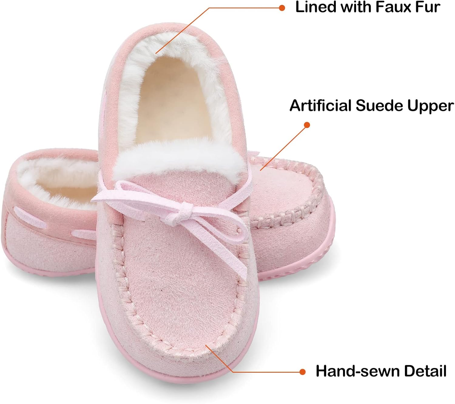 Scurtain Unisex Kids Toddler Slippers Suede Moccasin Slippers for Boys Girls Baby Lined with Warm Fur - Image 3