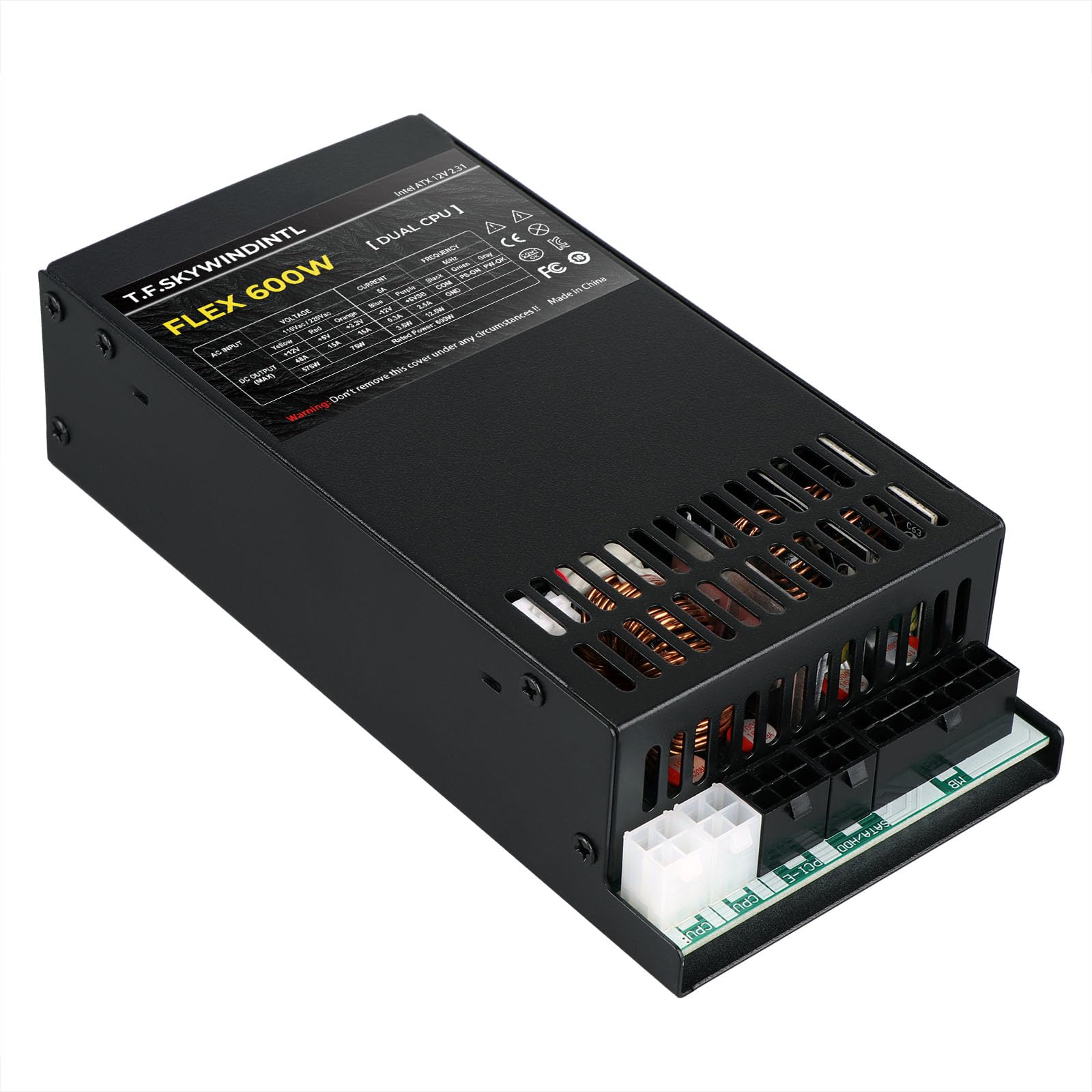 Fuente de alimentación flexible de 600 W Conector de CPU dual ultra silencioso totalmente modular PSU de voltaje completo 110/220 V para PC de computadora, servidor, POS AIO, sistema