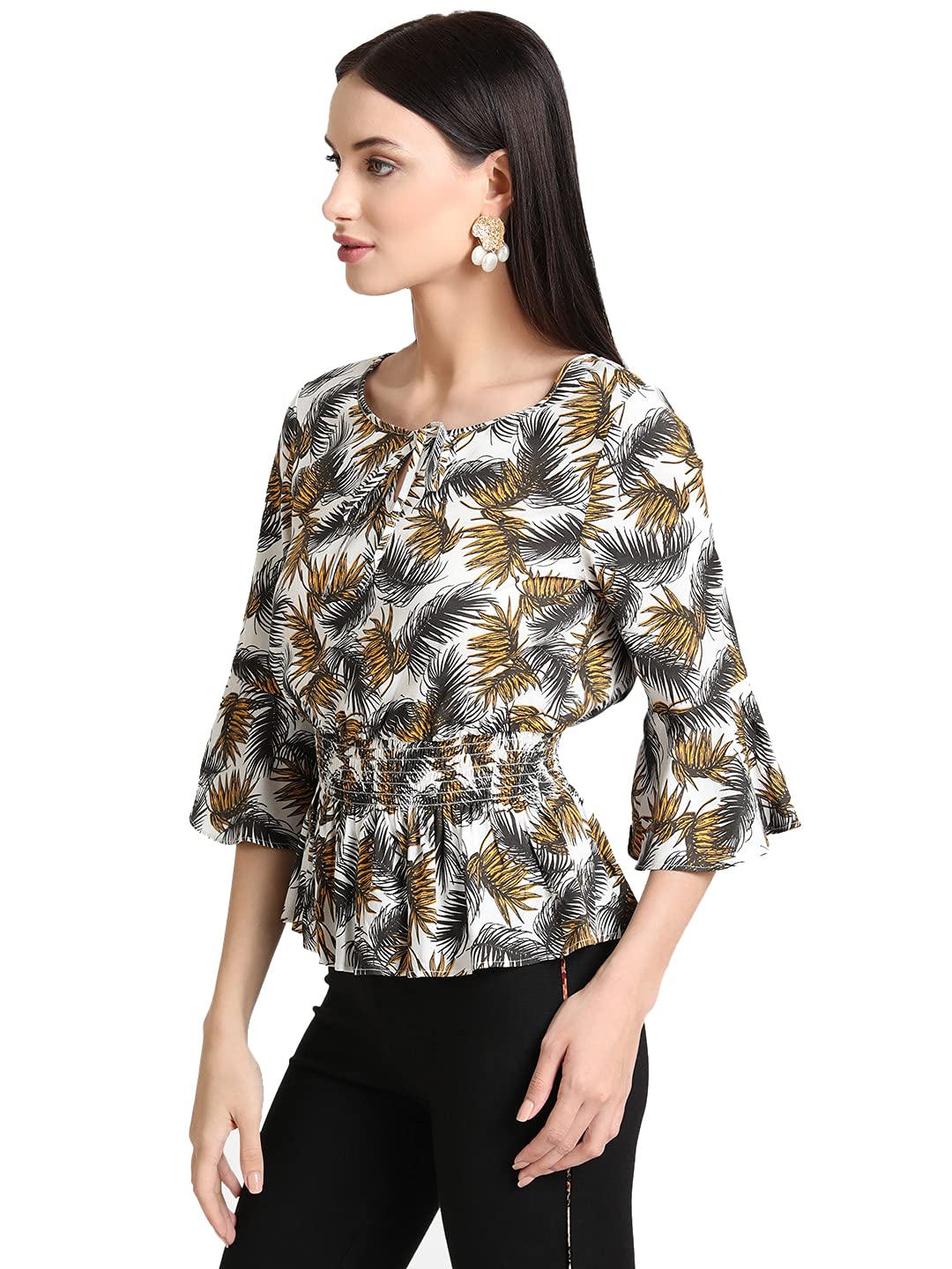 Kazo Women's Herringbone Regular Top (120399MLTCLS_Multicolour S) 2