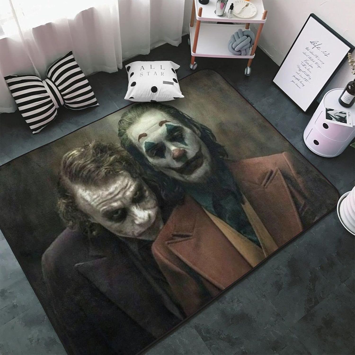 Joker Joaquin Phoenix and Heath Ledger Area Rug Super Soft Floor Mat for Bedroom Living Room, Fluffy Carpet for for Room Kids Room Baby Room Dorm Nursery, Big Rug Anti-Slip Home Floor Carpet