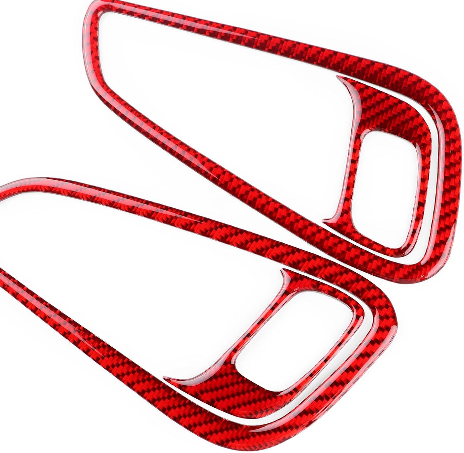 Real Carbon Fiber Inner Door Handle Frame Sticker, Covers for Ford Focus RS/ST/SE/ECO Boost (2015-2018), Interior Decal Car Accessories, Red