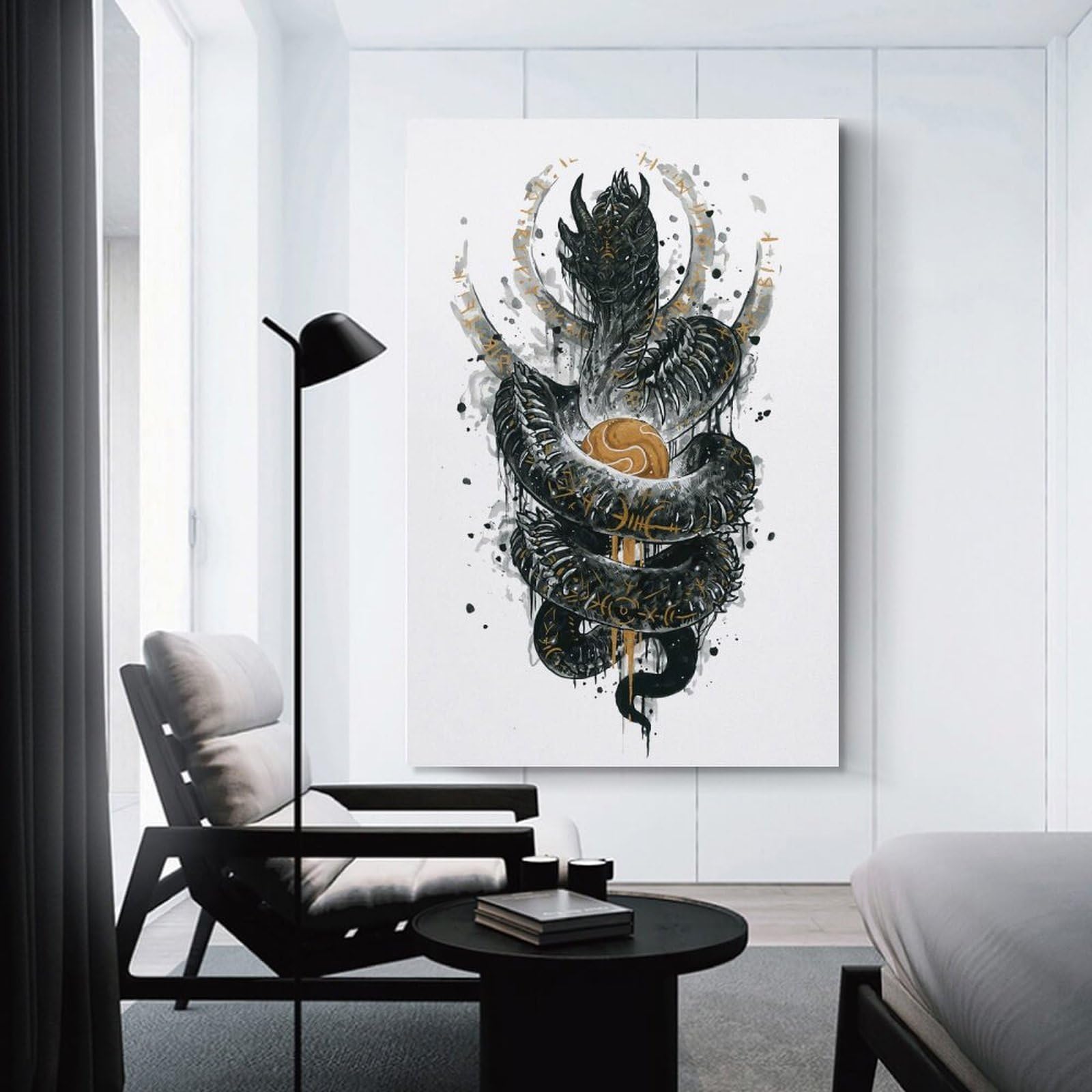 Junmoney Jormungandr Canvas Wall Picture, 24x36inch(60x90cm), for Front Hall, Corridor Or Welcome Spaces, Wall Decor to Refresh Empty Corners