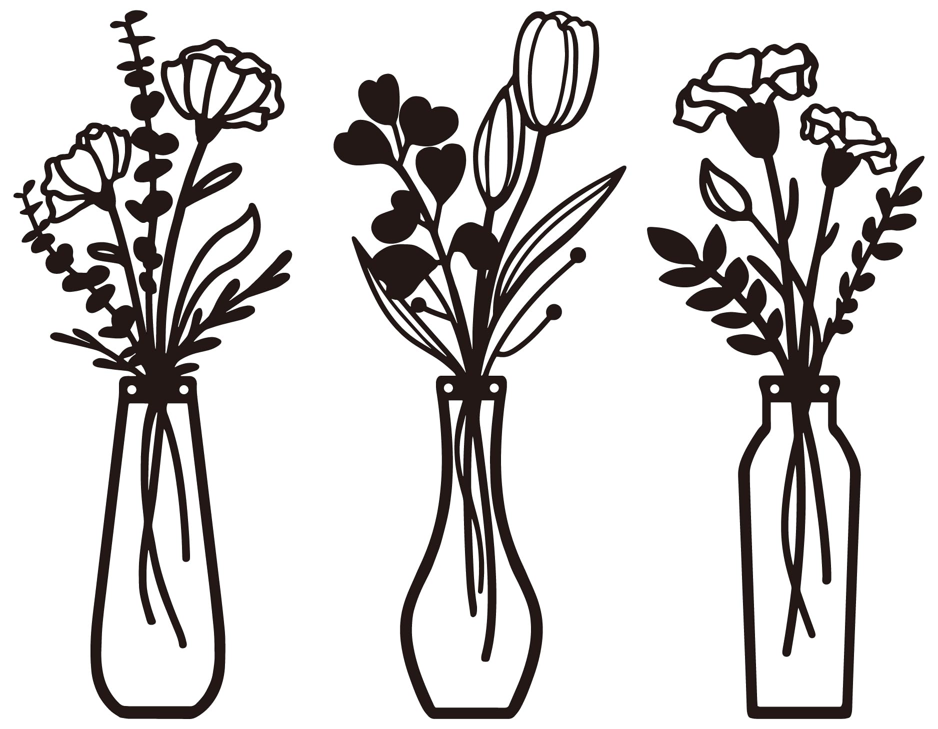 Metal Flowers Wall Arts 3 Pieces Black Metal Wall Decor Minimalist Art Wall Decor for Indoor Bedroom Living Room Bathroom Kitchen. (black1)