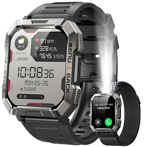Military Smart Watch for Men Answer Make Calls 2 01 Smart Watch for Android and iPhone Fitness Tracker