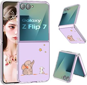 Compatible with Samsung Galaxy Z Flip 7 Case Clear Slim Protective Cases Cat TPU Z Flip 7 Back Cover Full Body Protector Animal Thin Phone Case for Samsung Galaxy Z Flip 7 5G Rabbit