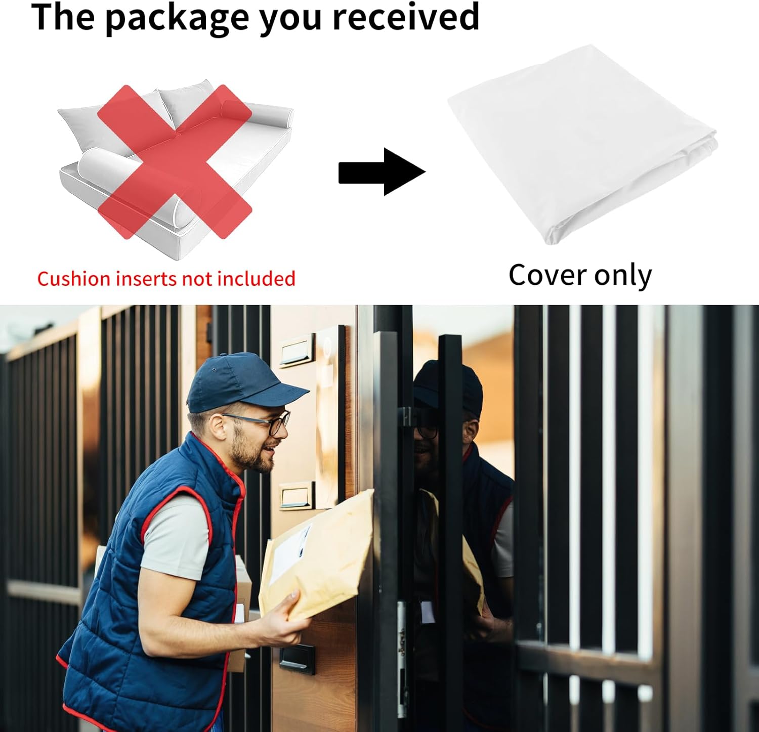 Twin Outdoor Daybed Mattress Cover and Bolster Pillow Covers,Porch Swing Bed Cushion Slipcover with Zipper,Waterproof Cushions Fitted Sheet Olefin,Cover Only (White-A, 75 * 39 * 6in)