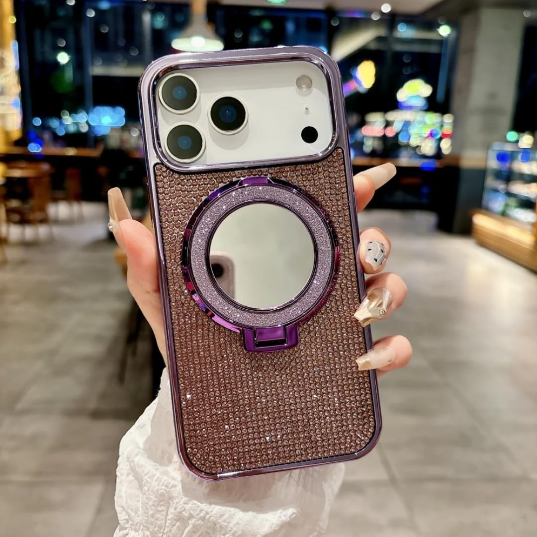 Coque ornée de bijoux magnétiques et miroir haut de gamme pour iPhone 16 15 Plus - 8