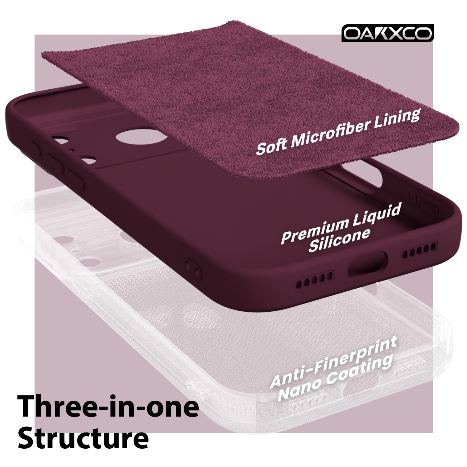 oakxco for iPhone 17 Pro Max Phone Case Liquid Silicone, Cute Thin Slim Grip Soft Rubber Gel for Women Men, Smooth Matte TPU Plain Solid Color Girly Simple Case with Camera Cover, Light Pink — view 54