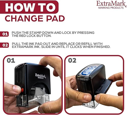 Miniatura 4 de ExtraMark Sello de goma autoentintado de doble color (publicado) Sello de oficina de 2 colores, mediano