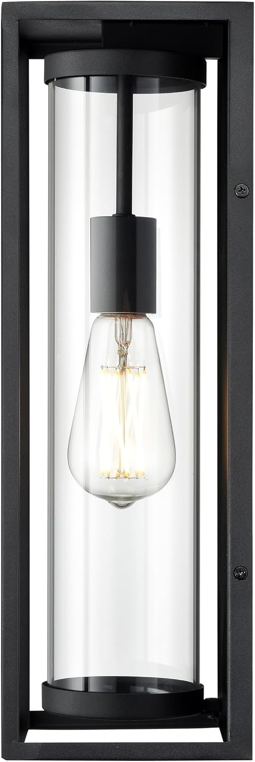 ML Lighting | Caleb Collection | 91611-TBK | 1 Light Outdoor Wall Sconce in Textured Black Finish with Clear Glass Shade | Perfect for Walkways, Porches, Backyards, Patios, and Driveways