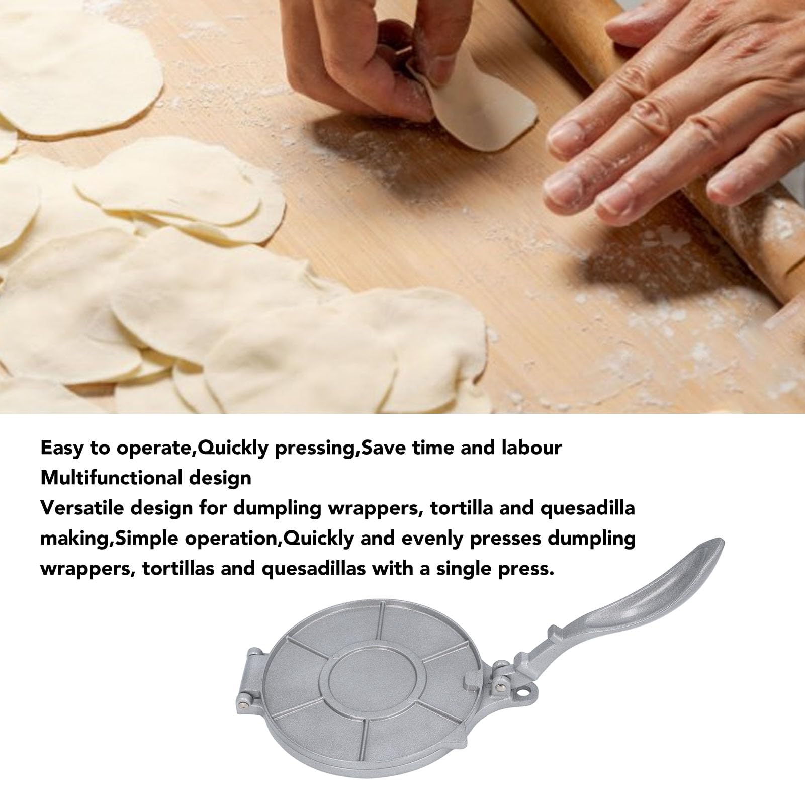 Tortilla Press, Multifunctional Manual Aluminum Alloy Tortilla Maker Press for Making Dumplings, Tortillas, Quesadillas