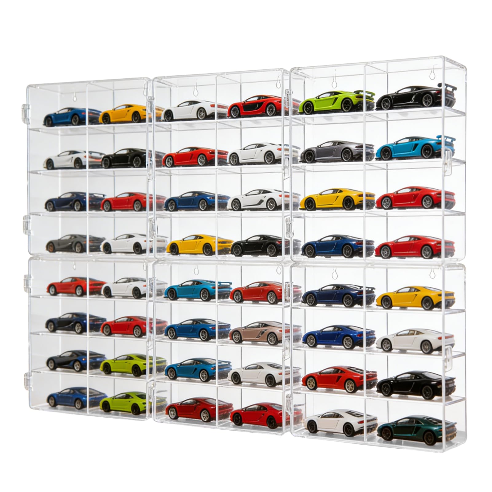 6 pcs Display Case for 1/64 Scale Toy Cars Hot Wheels Matchbox