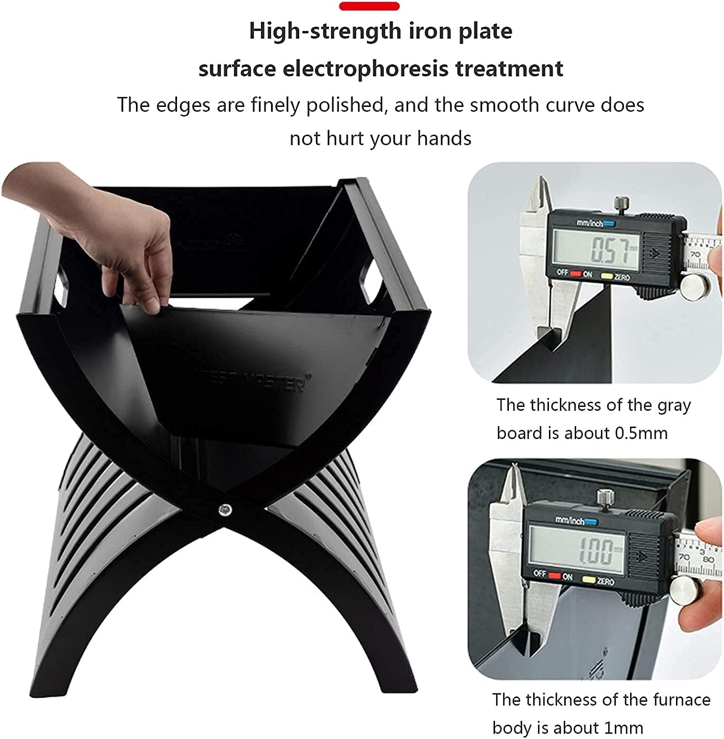 Folding Charcoal Grill, Portable Barbecue Grill, Triangular Groove Design Smoker Charcoal Stove, Stainless Steel BBQ Grill for 3-6 People