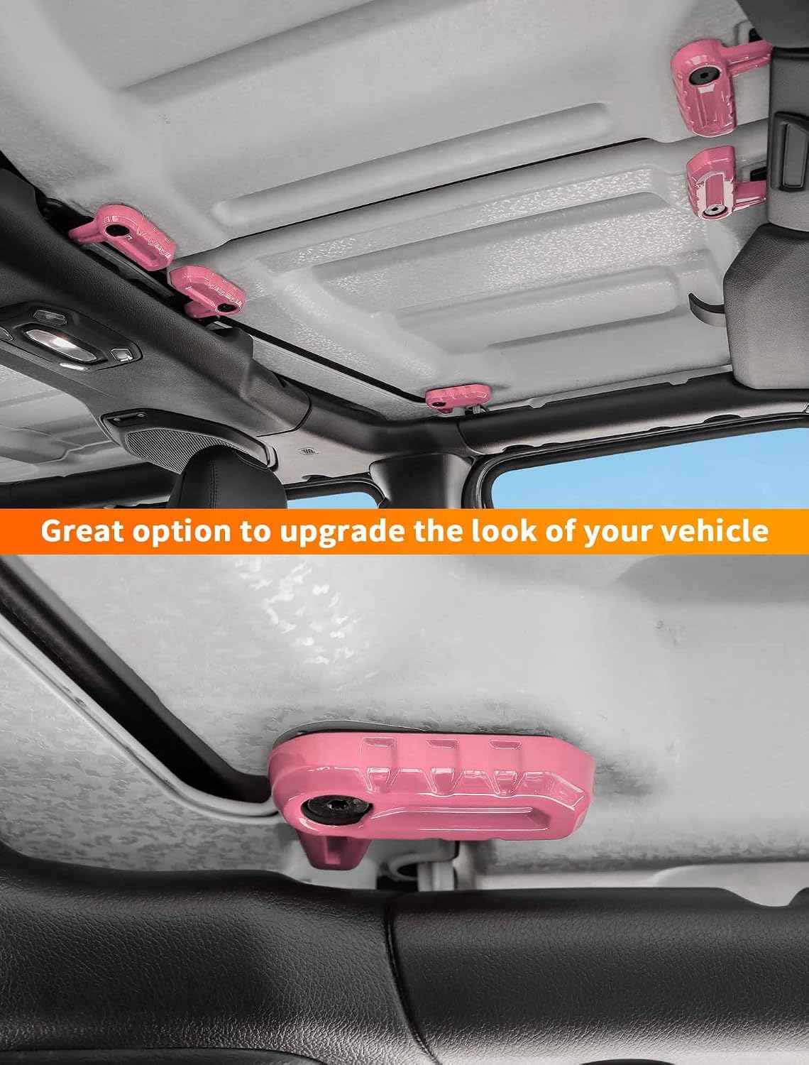 Savadicar Pink Interior Accessories - Hardtop Latches Trim Cover for 2018-Present Jeep Wrangler JL JLU 4XE & Gladiator JT - Solid Color Interior Decor Upgrade Option, 6-Piece