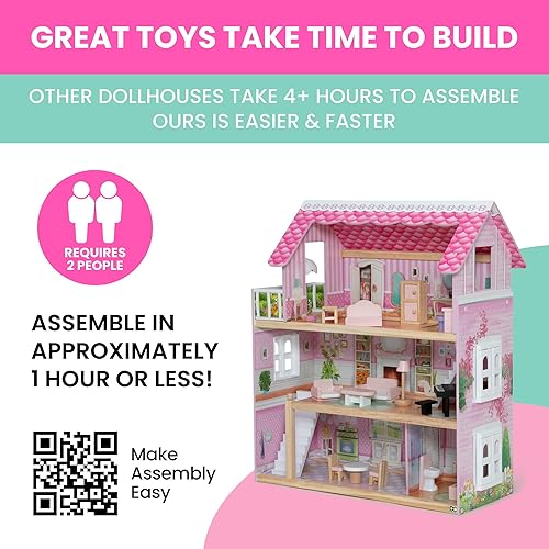 Miniatura 7 de Delta Children Little Gem - Casa de muñecas de 3 pisos con 4 habitaciones, incluye 16 accesorios, se adapta a muñecas de 5 pulgadas, regalo de