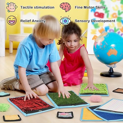 Miniatura 6 de Joyreal Alfombrillas sensoriales para niños autistas, azulejos sensoriales para niños, juguetes sensoriales para juegos táctiles, panel de pared