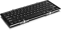 Vista 1 de Aluratek ABLKO4F - Teclado Bluetooth portátil de aluminio de tres pliegues (tamaño completo) con batería recargable incorporada para iPhone
