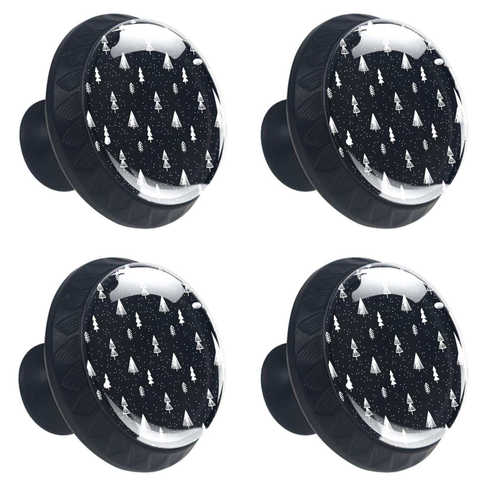Boutons de tiroir en cristal sapin de Noël 30mm | Lot de 4 poignées décoratives pour maison
