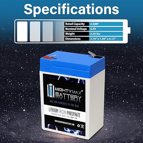 Miniatura 3 de Mighty Max Battery Batería de repuesto de litio de 6V 4.5AH compatible con ExpertPower EXP645