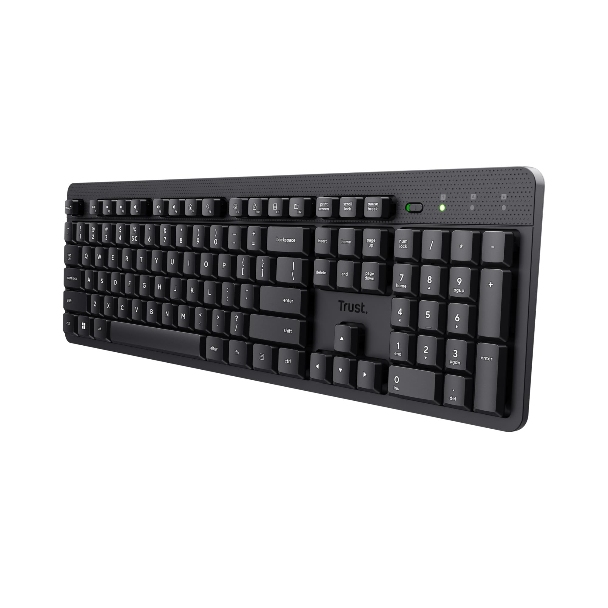 Trust Ody II Silent Wireless Keyboard QWERTY US Layout, Floating Low Profile Keys, Spill Resistant, USB Micro Receiver 2.4GHz, Full Size Wireless Keyboard for PC, Laptop, Mac - Black-image-6
