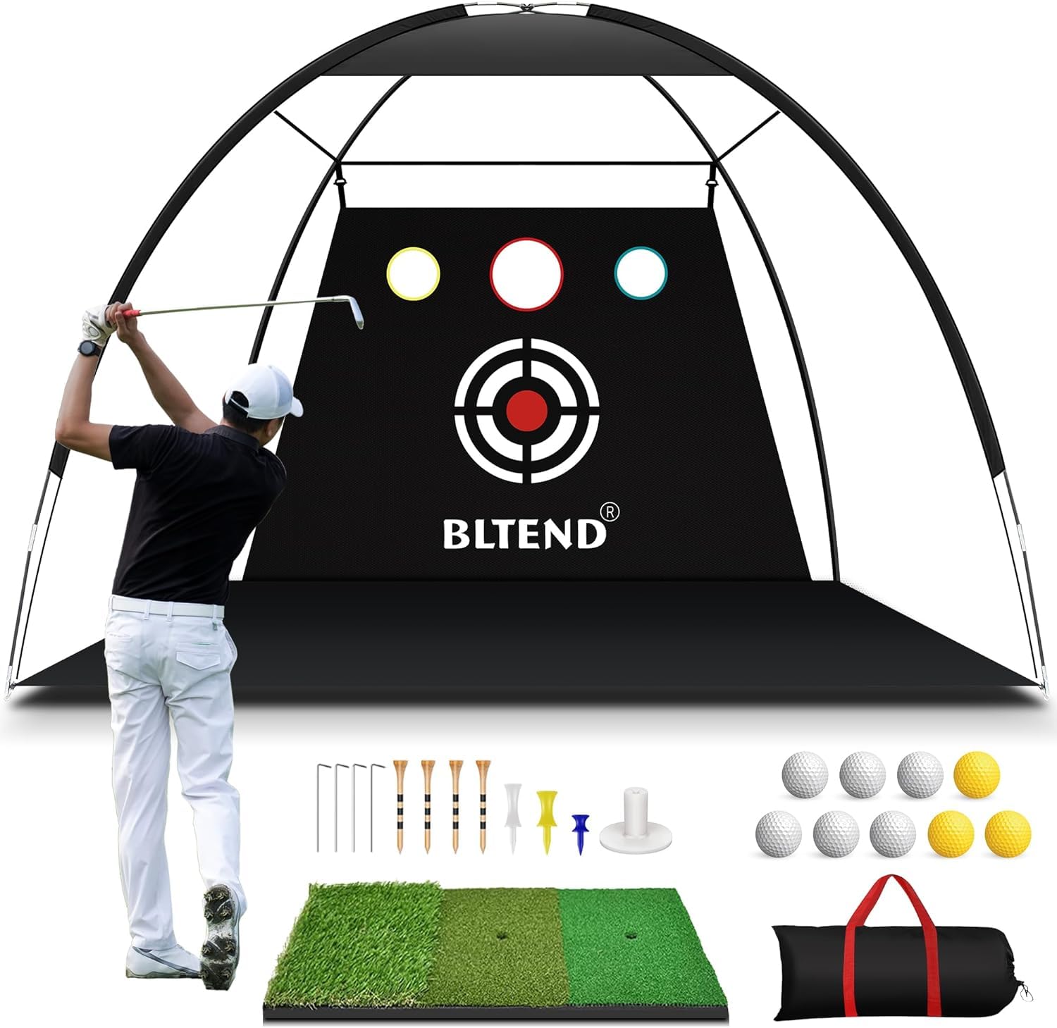 Golf Net - 10x7ft Golf Practice Nets for Backyard Driving, Golf Hitting Training Net for Indoor Outdoor Use - Golf Training Equipment