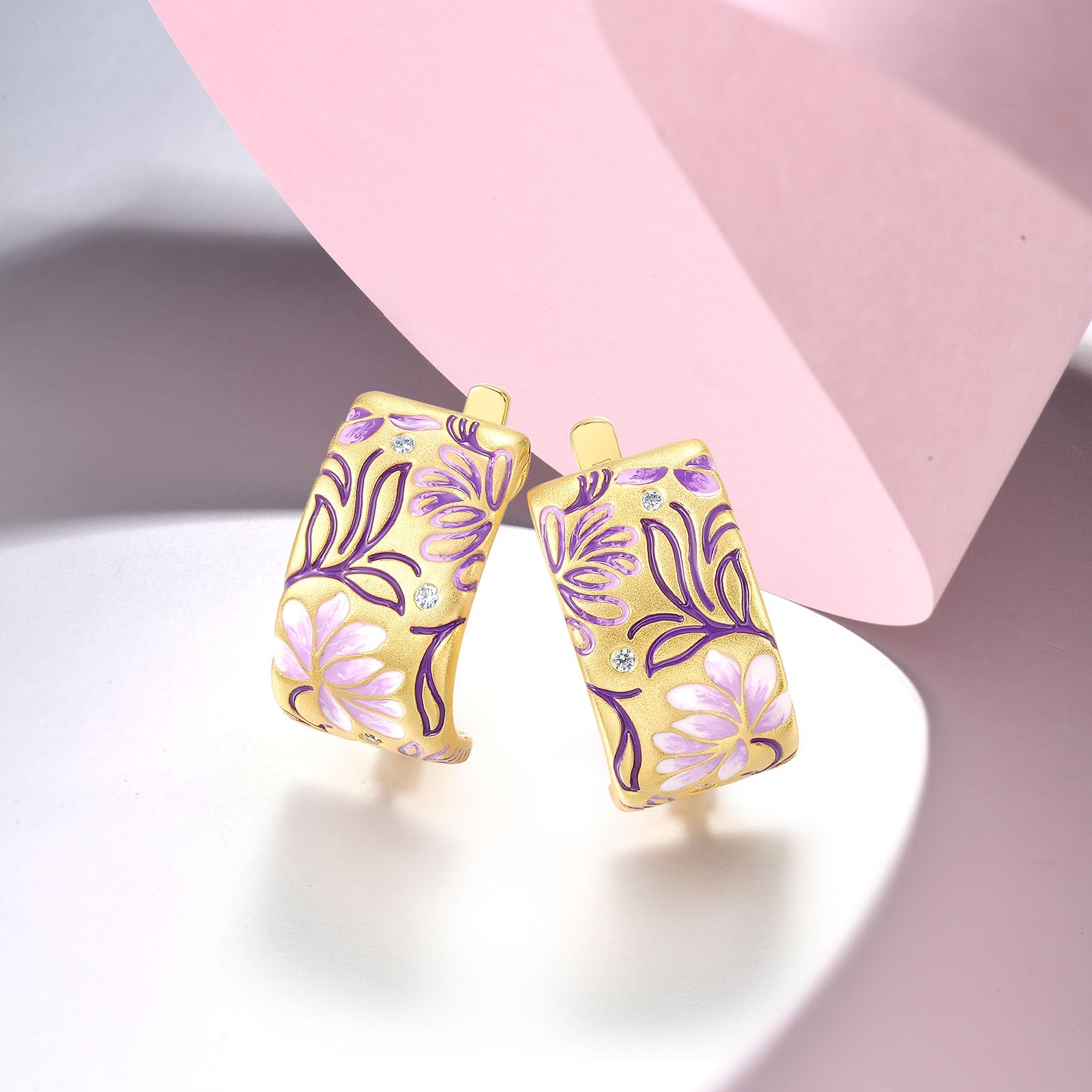 Santuzza Orecchini pendenti in argento Sterling 925 con zirconia cubica colorata smaltata