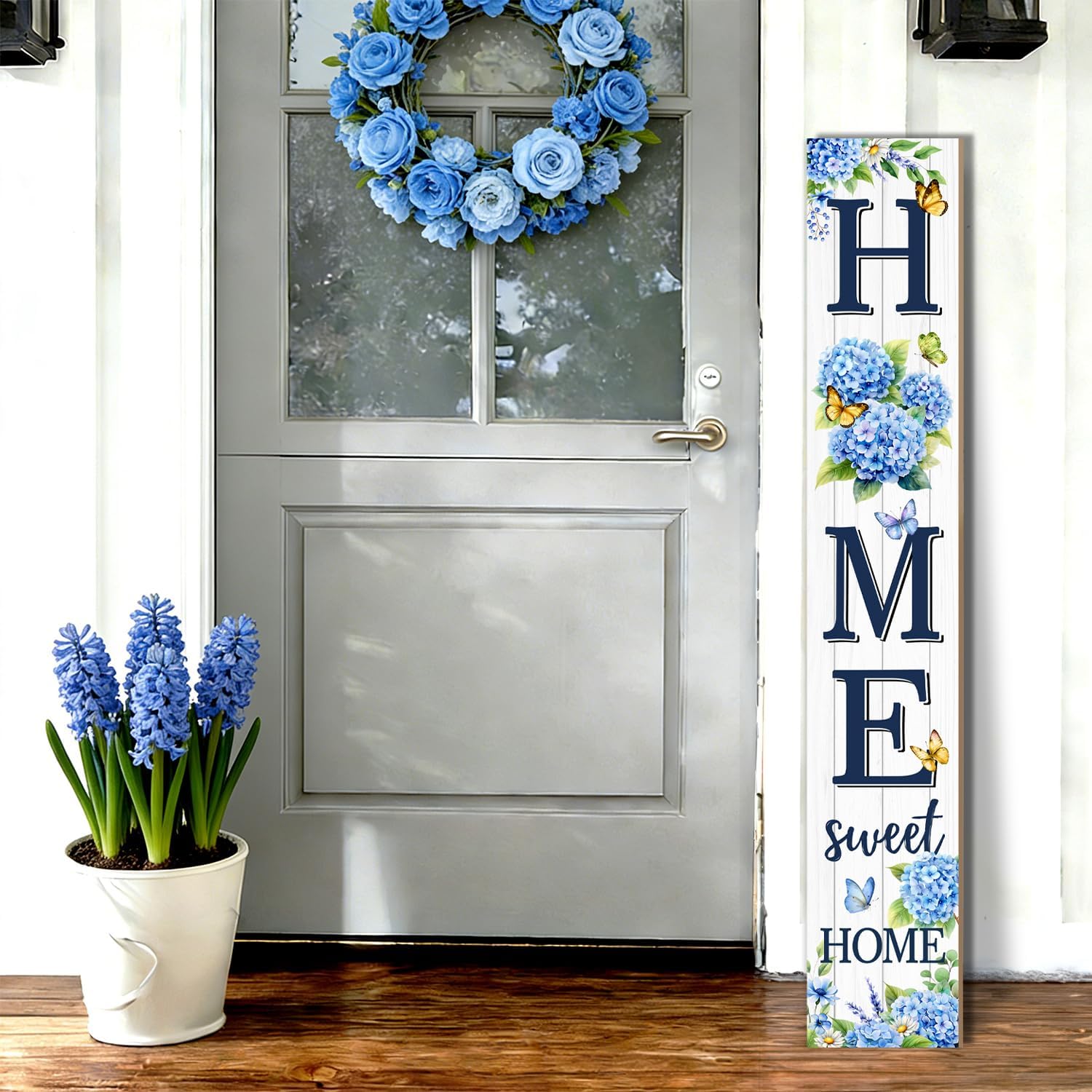 Christmas Porch Sign, Red Bird Signs for Front Porch, Snowflake Wooden Signs Yard, Vertical Wood Sign Standing for Patio Front Door Porches, Merry Christmas Holiday Home Party Entryway Yard Wall Decor Indoor Outdoor, 47x8 inch