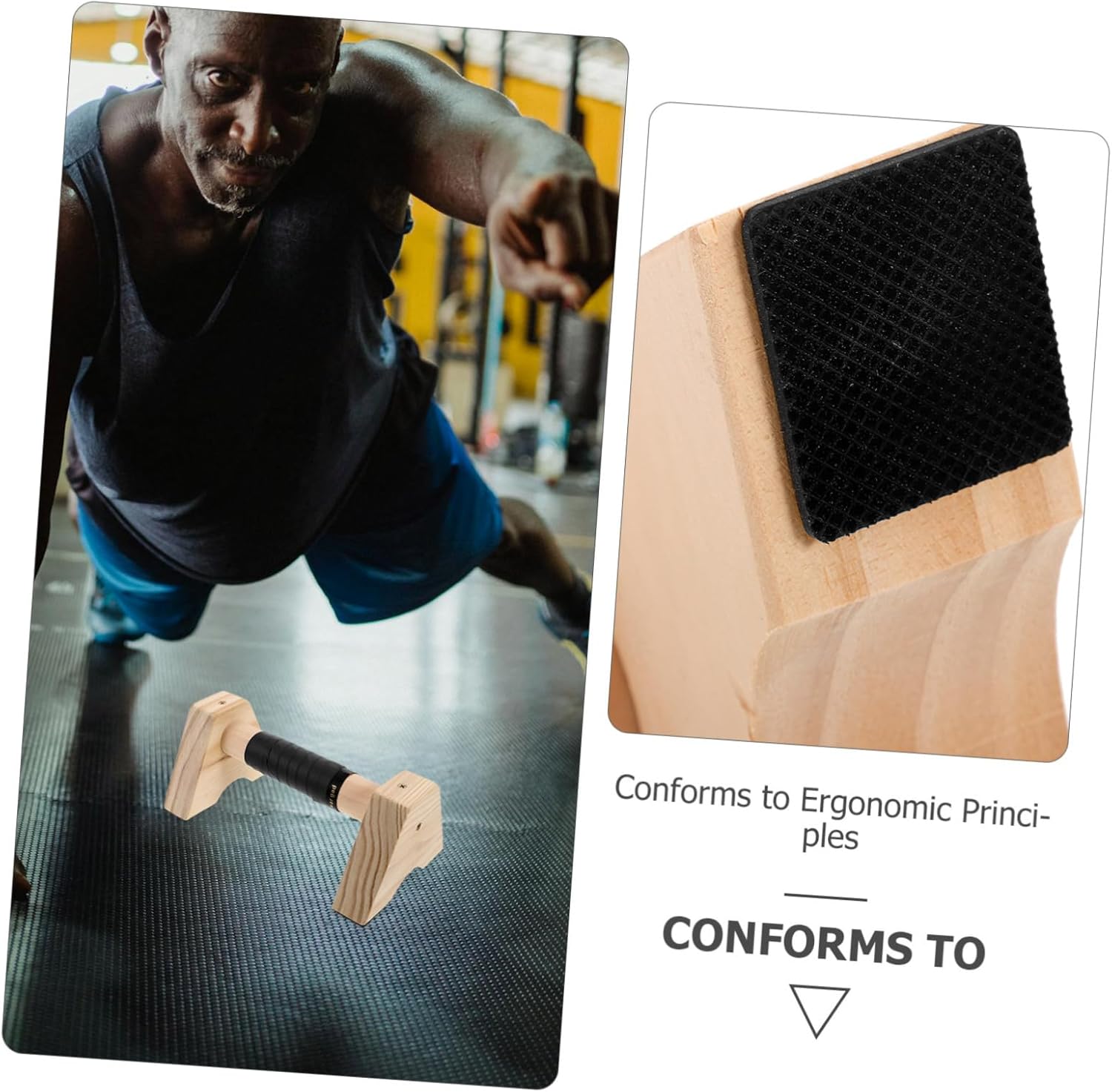 VANZACK 2pcs Wooden Parallettes for Push-ups and Calisthenics Non- Base Bars for Home Fitness Strength Training for Men and Women