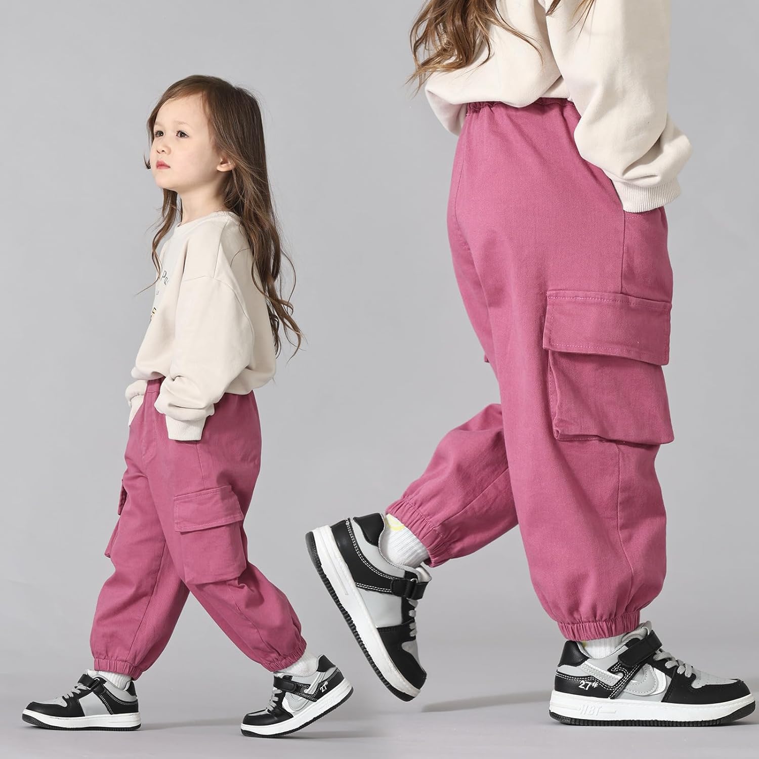 MINI PANDA Toddler Pants Girls&Boys,Stretch Twill Chino Toddler Pants Peach - Image 2
