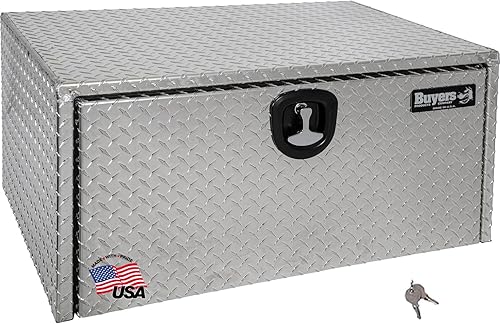 Buyers Products 1705119 - Caja de camión de aluminio diamantado para debajo de la carrocería con pestillo de mango en T, 18 x 24 x 36 pulgadas