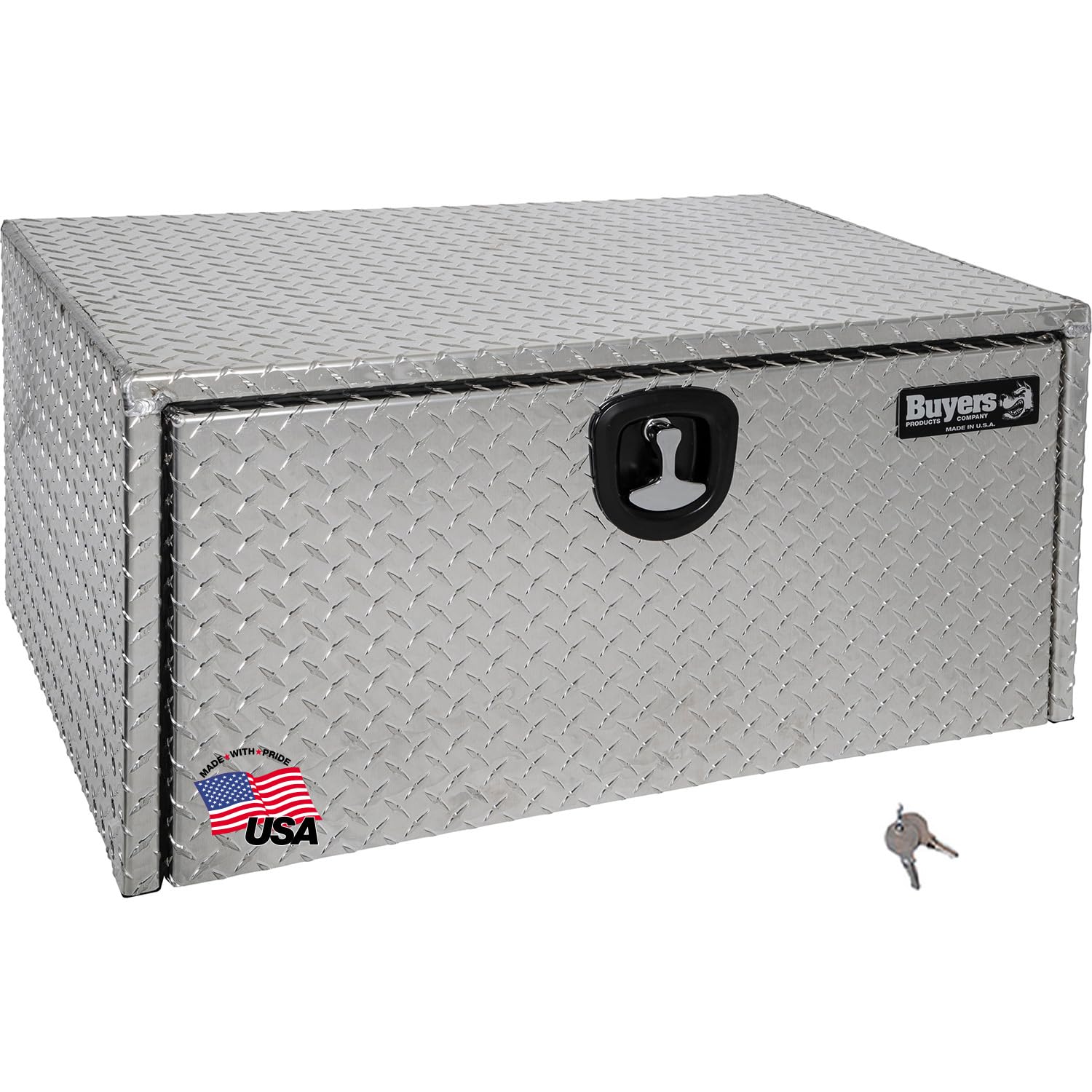 Buyers Products 1705119 Diamond Tread Aluminum Underbody Truck Tool Box, 18 x 24 x 36, Made in USA, .100 in. Thick, Corrosion-Resistant, Locking Compression Latch, Secure Storage for Work Trucks