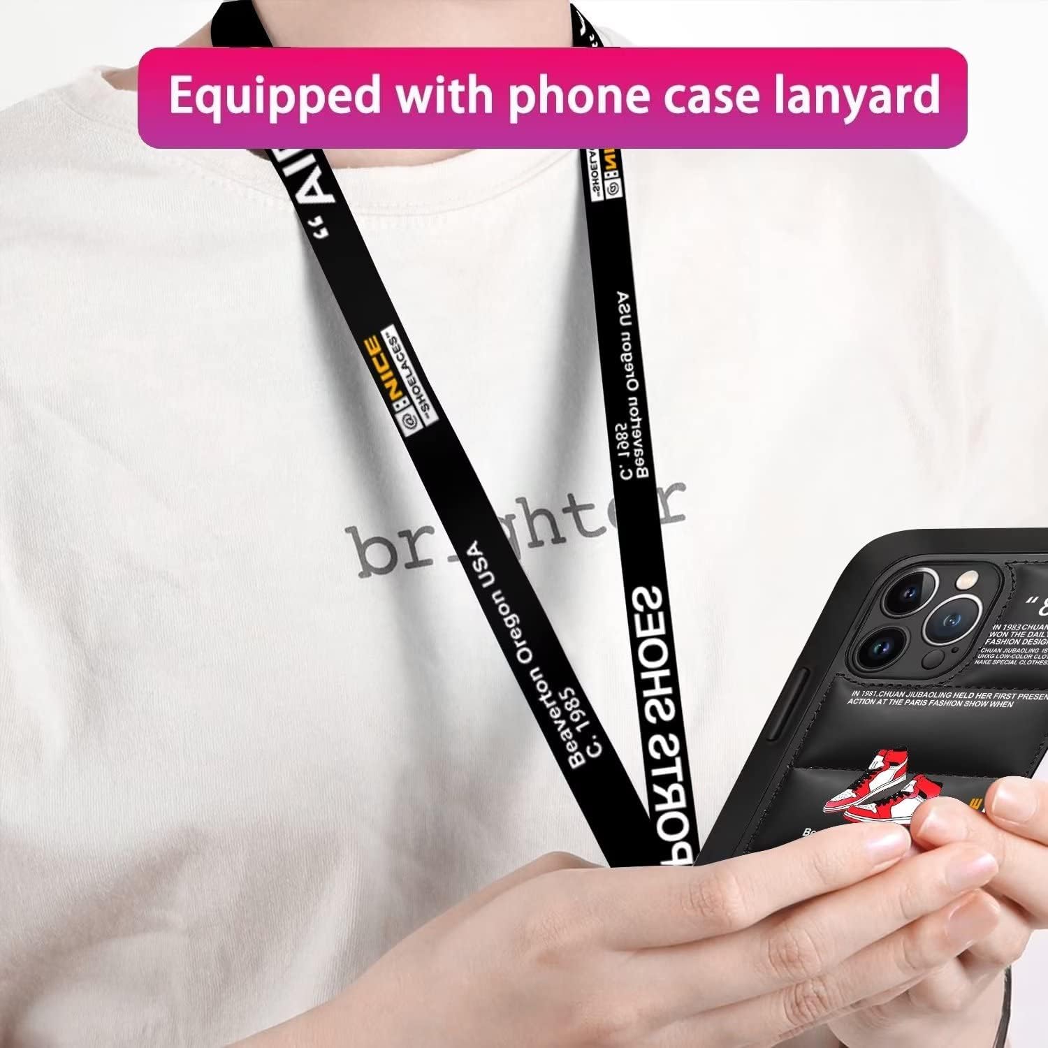 for iPhone 17 Pro Max Case,Cool Sports Shoes Brand Phone Puffer Case Puffy Cove, Cool Red Sneakers ins White or Black Label Pattern Soft Cover-Ultra Thin Soft Silicone Shockproof Cover for iPhone - Image 3