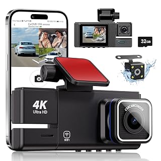 Dash Cam, 5G WiFi Dash Camera for Cars, 4K UHD Dash Cam Front and Rear, Car Camera Built-in 32GB Card, Night Vision, Built-in G-Sensor,24Hr Parking - Amazon product rated Grade B