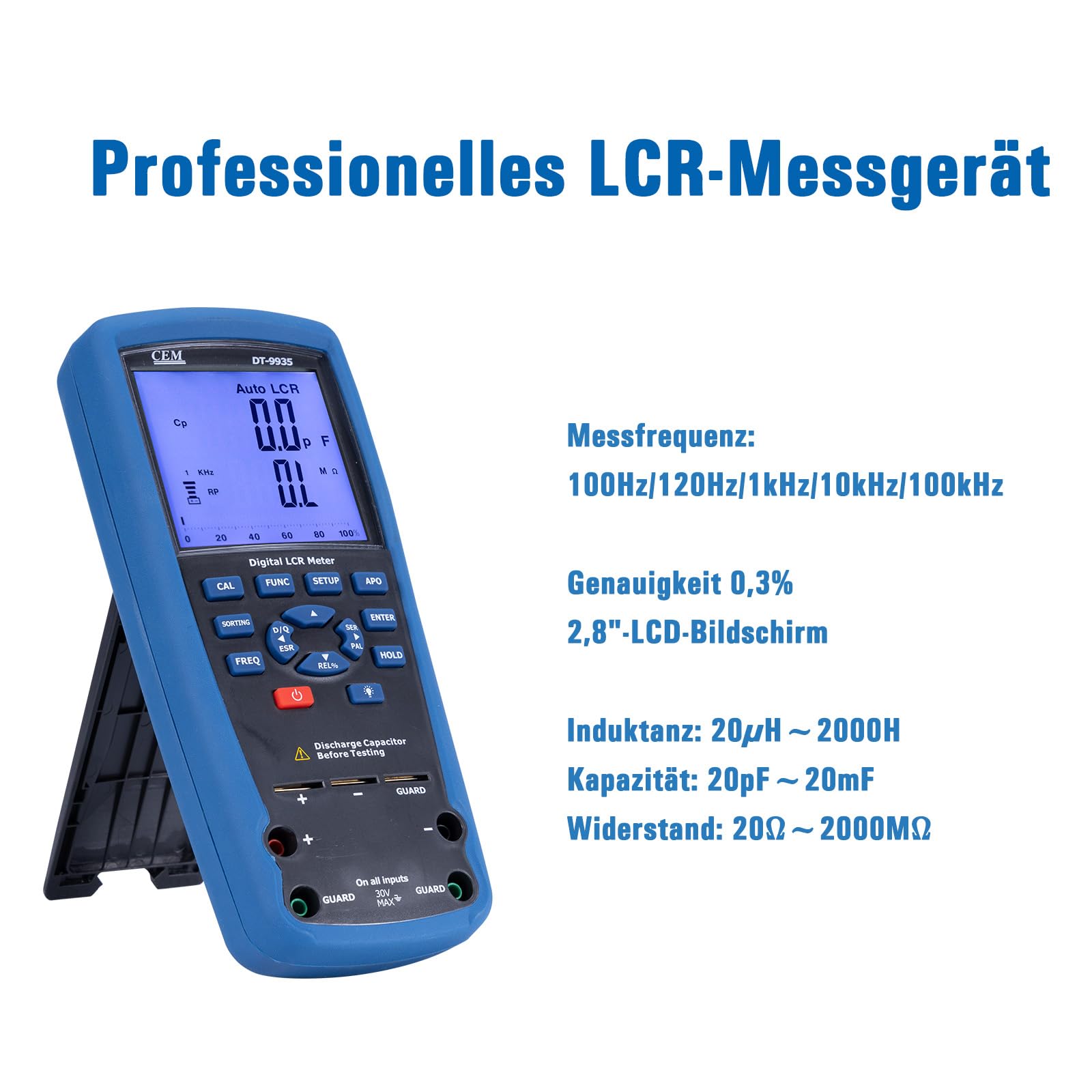 CEM 9935 Hochpräzises LCR/ESR-Messgerät, 100 Hz – 100 kHz, Industrielles Tragbares Digitales LCR-Messgerät