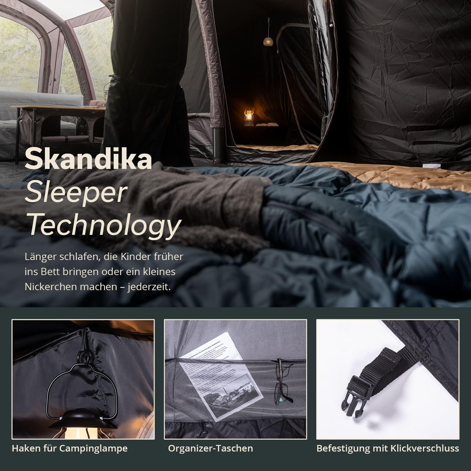 Skandika Schlafkabine für Timola 6 Air Sleeper XL Plus | Kabine für den seitlichen Anbau, für 2 Personen, Sleeper Technology, aufblasbares Zelt, Air Tent | Tunnelzelt, Familienzelt, Camping Zubehör