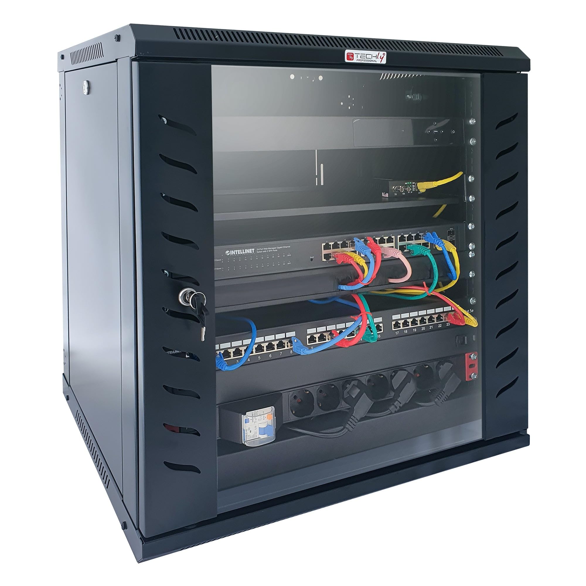 Techly Armadio Rack 19" a Muro 12 unità P.600 mm Nero