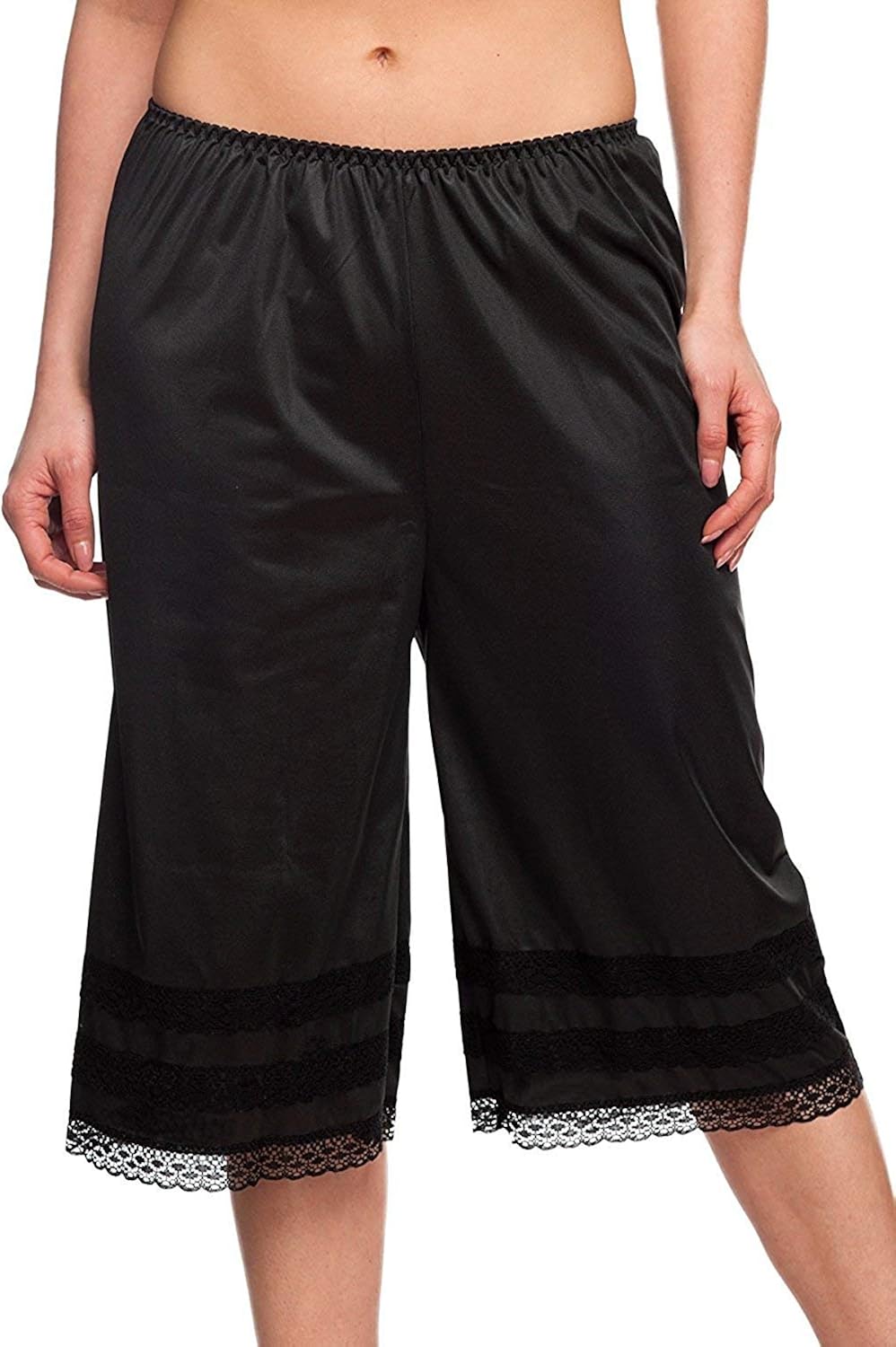 Patricia Lingerie Women's Soft Polyester Satin Half Slips Cullotte Short Pettipant with Elastic Waistband and Lace Trim : Clothing, Shoes & Jewelry