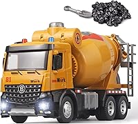 OANMYJJO Metal Cement Mixer Truck Toy with Lights, Sounds & Spinning Drum - Construction Vehicle for Boys 3+
