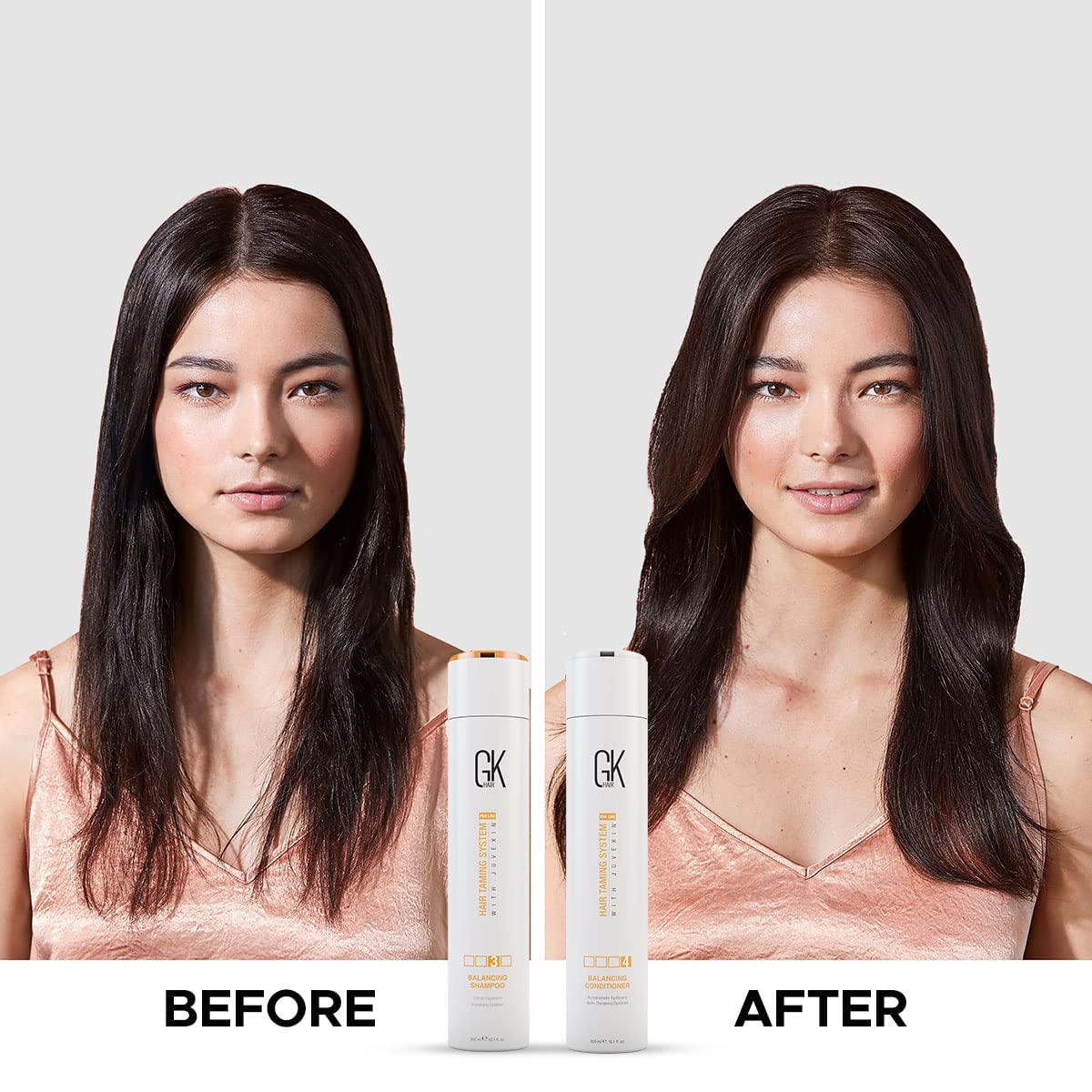 GK HAIR Szampon i odżywka Natural Balancing Combo Set z serum w 100% organicznym olejkiem do wszystkich nawilżonych, tłustych, tłustych, zniszczonych włosów