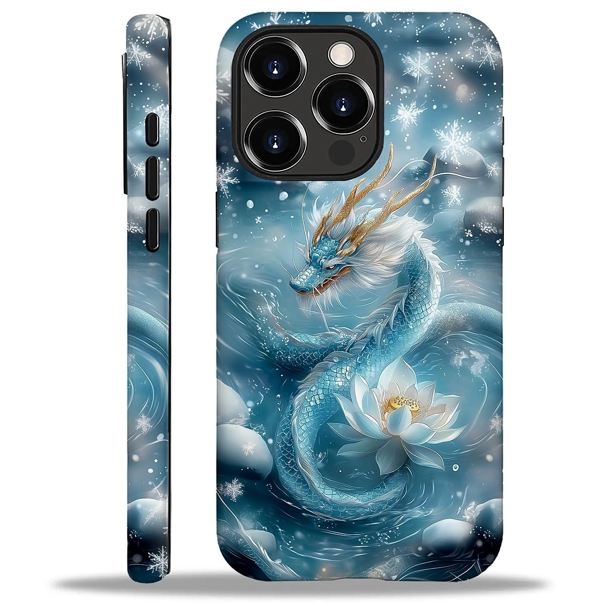 Punmada for iPhone 16 Pro Case,Girl Women Boy Hard Hybrid Shell Shockproof Silicone Full Body Protective Matte Case for iPhone 16 Pro Blue Snowflake