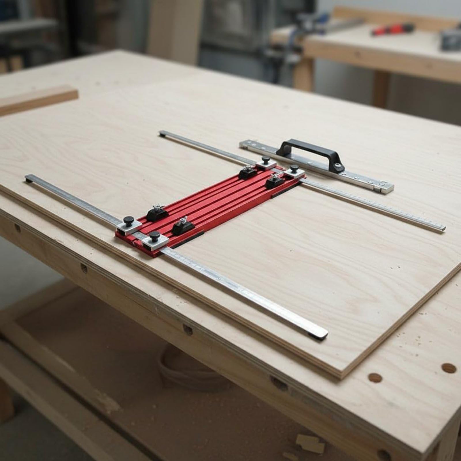 Base per Macchina da Taglio Supporto Robusto con Scale Integrate Slot di Posizionamento Manico Antiscivolo Screw Adattabile Adatta per Bricolage Manutenzione Domestica, 500MM, Con Ruote