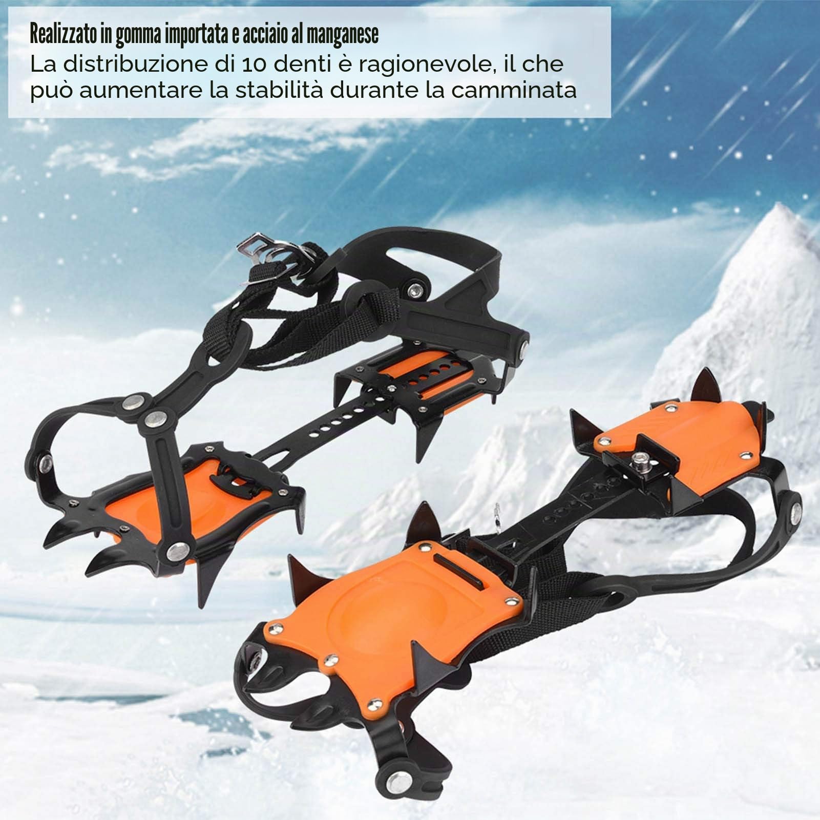 Ramponi Ghiaccio Impugnature Neve per Scarpe, Sport All'aperto 10 Zainetto Neve Dentato
