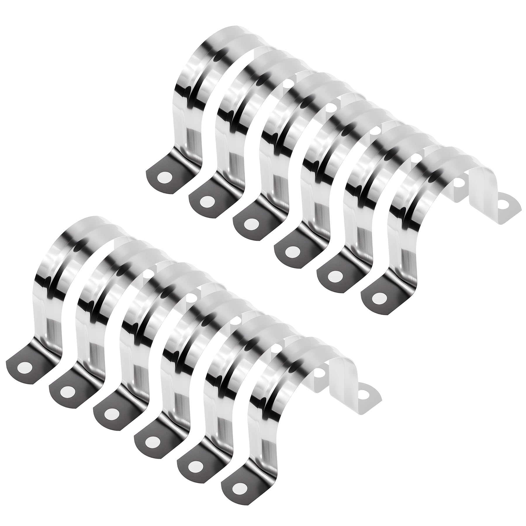24 Pcs M50 Conduit Clamps 304 Stainless Steel Two Hole Strap U Bracket Rigid Pipe Strap, Conduit Strap Tension Clips U-tube Clamp for Fixing Pipes or Cables with Diameter of 50mm(1.97in)